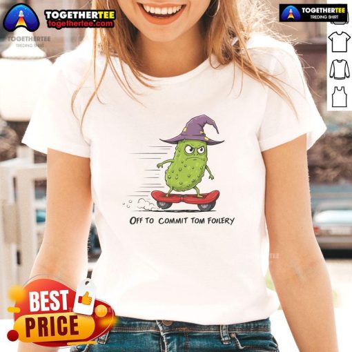 Spooky cucumber wizard on a skateboard graphic design for ladies' tee, perfect for Halloween-themed fashion.