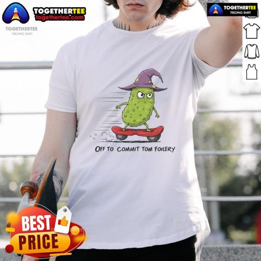 Spooky cucumber wizard on skateboard graphic T-shirt design, perfect for Halloween and quirky fashion lovers.
