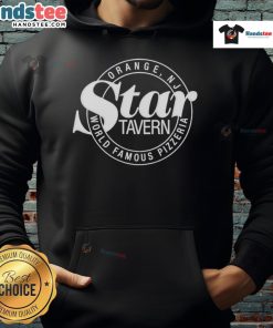 Alt Text: Cozy hoodie featuring the Nice Star Tavern World Famous Pizzeria logo, perfect for pizza lovers and casual wear.