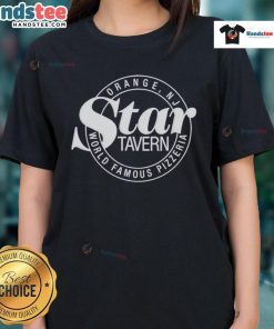 Nice Star Tavern World Famous Pizzeria ladies tee featuring a stylish design and vibrant colors for pizza lovers.