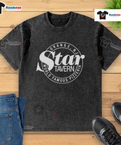Nice Star Tavern world-famous pizzeria washed t-shirt featuring a vibrant pizza graphic and stylish design.
