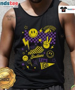 Alt Text: Nice Steeplechase Smiley Face Checkered Tank Top featuring a fun design perfect for summer outfits and casual wear.