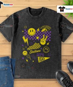 Nice Steeplechase Smiley Face Checkered Washed T-Shirt in vibrant colors, perfect for casual wear and summer style.