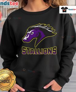 Alt Text: Stylish Nice Steeplechase Stallions Fade Sweatshirt featuring a unique design and comfortable fit for casual wear.