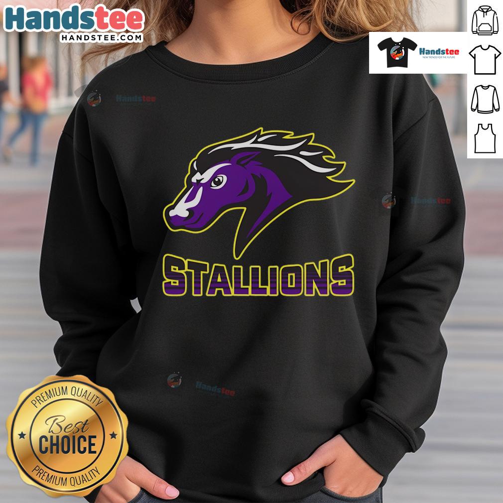 Nice Steeplechase Stallions Fade Sweatshirt Alt Text: Stylish Nice Steeplechase Stallions Fade Sweatshirt featuring a unique design and comfortable fit for casual wear.