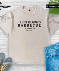 Nice Terry Blacks Barbecue Austin Texas Est 2014 washed t-shirt featuring a vintage design and vibrant colors.