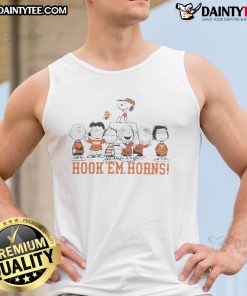 Nice Texas Longhorns Snoopy and Friends Hook 'Em Horns tank top featuring vibrant graphics and a fun design.