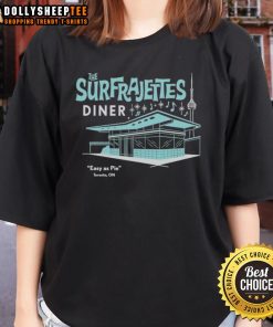 Alt Text: Nice The Surfrajettes Diner Easy As Pie Toronto ON Ladies Tee featuring vibrant graphics and retro diner style.