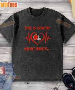 Bengal Cincinnati washed t-shirt featuring 'This is how my heart beats' text design in vibrant colors.