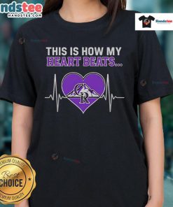 Colorado Rockies ladies tee featuring a stylish design with heartbeats, perfect for fans of the MLB team.