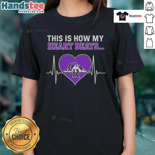 Colorado Rockies ladies tee featuring a stylish design with heartbeats, perfect for fans of the MLB team.