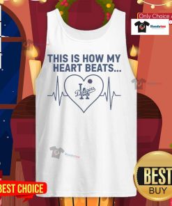 Stylish Los Angeles Dodgers tank top featuring 'This Is How My Heart Beats' graphic, perfect for game day and casual wear.