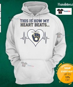 Milwaukee Brewers hoodie featuring 'Nice, This Is How My Heart Beats' design, perfect for fans and stylish comfort.