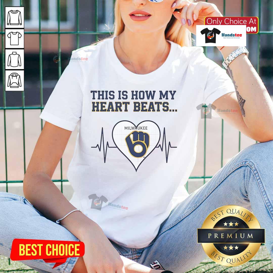 Nice This Is How My Heart Beats Milwaukee Brewers Ladies Tee Milwaukee Brewers ladies tee featuring 'This Is How My Heart Beats' design, perfect for passionate baseball fans.