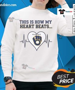 Milwaukee Brewers sweatshirt featuring 'Nice-This-Is-How-My-Heart-Beats' design, perfect for baseball fans and cozy wear.