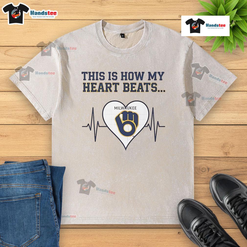 Nice This Is How My Heart Beats Milwaukee Brewers Washed T Shirt Milwaukee Brewers washed t-shirt featuring 'Nice, This Is How My Heart Beats' design, perfect for fans and casual wear.