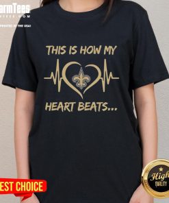 New Orleans Saints ladies tee showcasing heart graphic, perfect for fans supporting their team with style and passion.