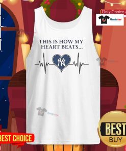 New York Yankees tank top with 'This Is How My Heart Beats' design, perfect for baseball fans and summer wear.