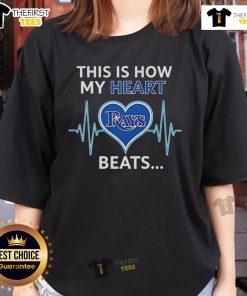 Tampa Bay Rays ladies tee featuring 'This is How My Heart Beats' design, perfect for passionate baseball fans.