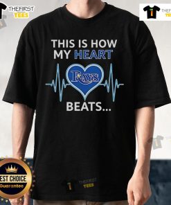 Alt Text: Tampa Bay Rays T-shirt featuring 'Nice This Is How My Heart Beats' design, perfect for baseball fans.