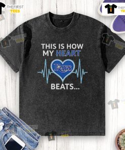 Tampa Bay Rays washed t-shirt featuring 'This Is How My Heart Beats' design, perfect for fans and casual wear.