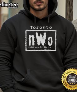 Stylish Nice Toronto nWo New World Order hoodie displayed on a hanger, perfect for wrestling fans and streetwear lovers.