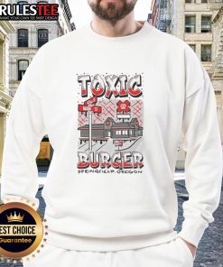 Cozy sweatshirt featuring Nice Toxic Burger Restaurant logo, perfect for fans in Springfield, Oregon.