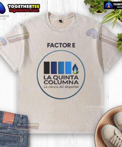 Nice transparent E-Factor logo on a washed t-shirt, showcasing a stylish and casual apparel design.