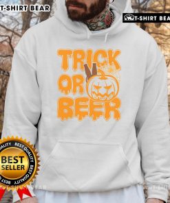 Funny Halloween hoodie featuring 'Nice Trick Or Beer' design, perfect for Halloween parties and festive celebrations.