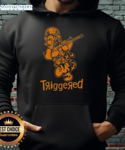 Nice Triggered Tiger Soldier parody cartoon hoodie featuring a vibrant design and playful character art.