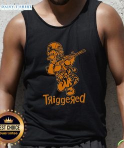 Nice Triggered Tiger Soldier parody cartoon tank top design featuring a fierce tiger in military gear.