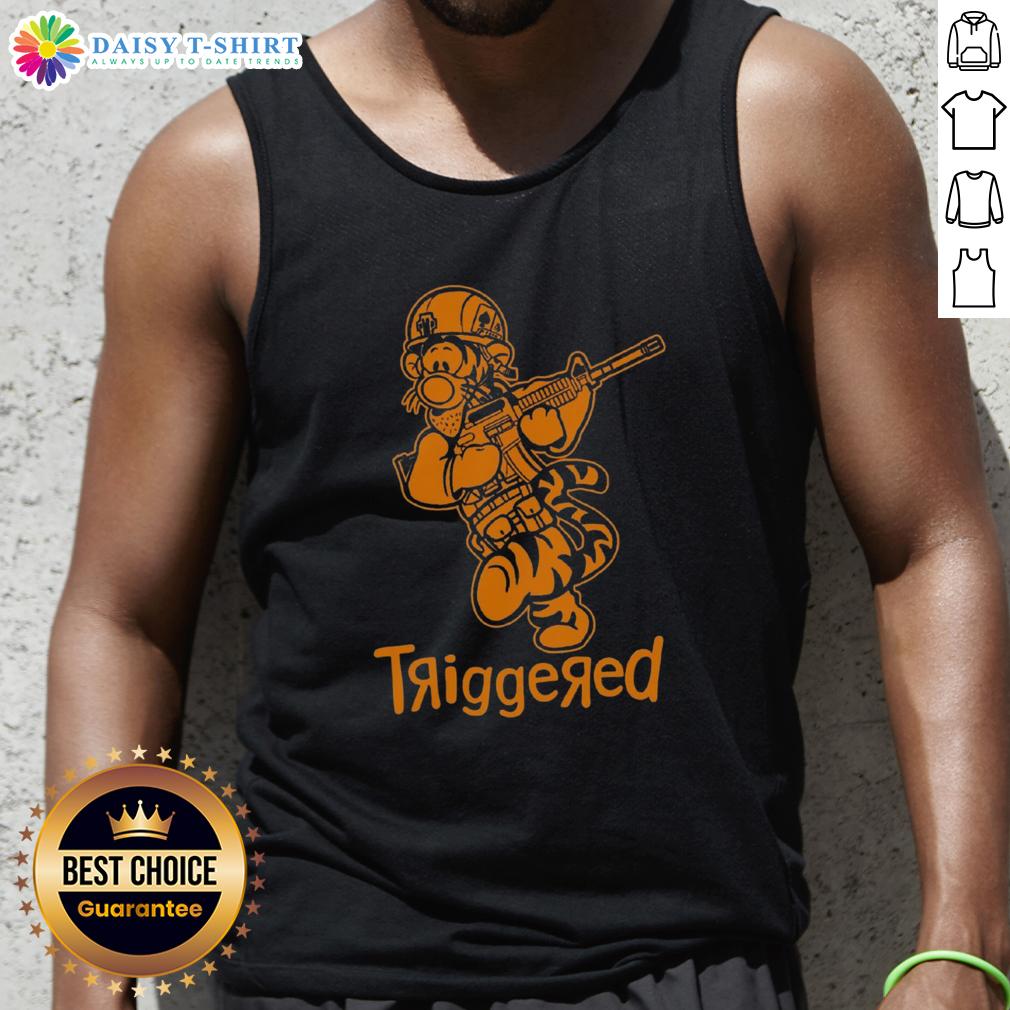 Nice Triggered Tiger Soldier Parody Cartoon Tank Top Nice Triggered Tiger Soldier parody cartoon tank top design featuring a fierce tiger in military gear.