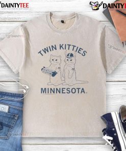 Nice twin kitties on a Minnesota cat washed T-shirt, showcasing adorable feline design for cat lovers.