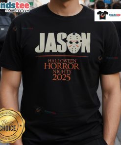 Nice Universal Studios Halloween Horror Nights 2025 Jason T-Shirt featuring iconic horror design for fans and collectors.