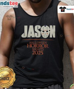 Nice Universal Studios Halloween Horror Nights 2025 Jason tank top featuring iconic horror graphics and vibrant colors.