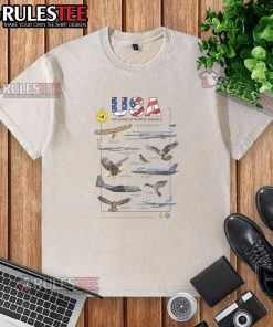 Nice USA Planes Wildlife of North America Birds of Prey washed t-shirt featuring majestic raptors in vibrant design.