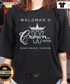 Nice Waldman's Crown Hotel Miami Beach Ladies Tee featuring vibrant colors and stylish design perfect for beachwear.