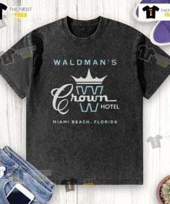Alt Text: Nice Waldman's Crown Hotel Miami Beach washed t-shirt featuring a vintage design and vibrant colors.