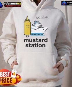 Stylish Mustard Station Hoodie showcased in a cozy outdoor setting, perfect for a nice walk with me.