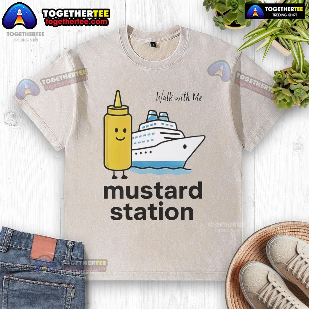 Nice Walk With Me Mustard Station Washed T Shirt Stylish Nice Walk With Me Mustard Station Washed T-Shirt on display, perfect for casual outings and everyday wear.