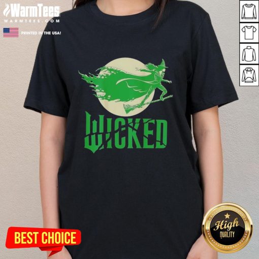 Nice witch in the moonlight wearing a stylish tee, perfect for Halloween or casual wear. Women's witch-themed apparel.