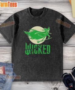 Nice witch in the moonlight wearing a washed t-shirt, surrounded by soft glow and enchanting night scenery.