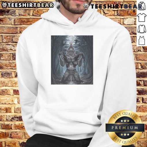 Alt Text: Halloween character graphic hoodie featuring a fierce wolf ripping design, perfect for horror-themed outfits.