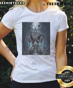 Nice Wolf ripping Halloween character graphic on a ladies tee, perfect for horror fans and spooky season attire.