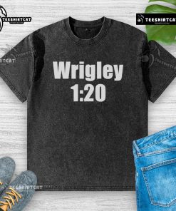 Nice Wrigley 1-20 Washed T-Shirt displayed on a rustic wooden background, highlighting its soft fabric and casual style.