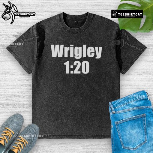 Nice Wrigley 1-20 Washed T-Shirt displayed on a rustic wooden background, highlighting its soft fabric and casual style.