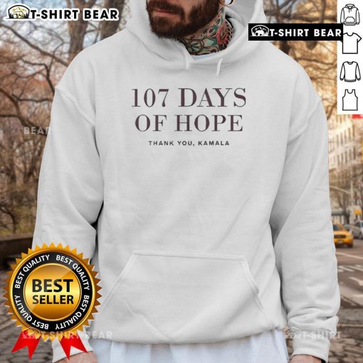 Kamala Harris hoodie featuring '107 Days of Hope' design, perfect for supporters of the Vice President's initiatives.