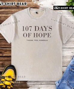 Alt Text: Kamala Harris 107 Days of Hope washed t-shirt, featuring a vibrant design celebrating hope and resilience.