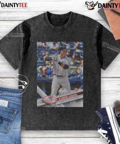 Alt Text: Official 2017 Topps Baseball Update Aaron Judge Yankees washed T-shirt featuring a stylish graphic design.