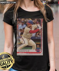 Alt Text: Official 2019 Topps Baseball Bryce Harper Phillies Ladies Tee featuring vibrant team colors and stylish design.